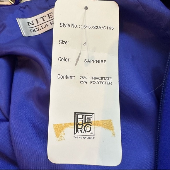 Vintage NITELINE Della Rougogali Sapphire Rhinestone Strap Open Back Mid Dress 4 - Picture 7 of 12